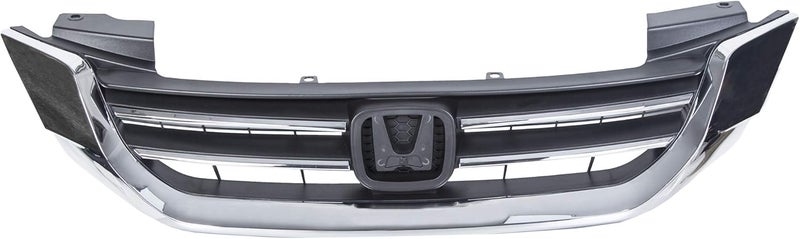 ALMULOO Front Bumper Grill Compatible with 2013-2015 Honda Accord 4Door Sedans Only Upper Black Chrome Grille ABS Plastic Replacement for 71121T2FA01 HO1200214 - Image 1